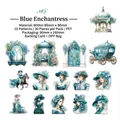 Castle Princess PET stickers in Blue Enchantress style with 15 vintage illustrations - Blue Enchantress