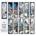 Retro Lesezeichen-Set Stille Schneenacht mit 20 Vintage europäischen Straßenszenen - 20 Blatt / Ruhige Schneenacht