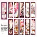Lesezeichen-Set Pink Christmas im Vintage-Stil aus Spezialpapier mit Retro-Brennkante - 20 Blatt / Rosa Weihnachten