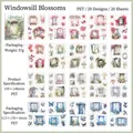 Garden Secret PET stickers featuring 20 window flower designs for scrapbooking - Window Flowers Bloom