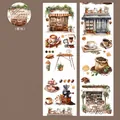 Vintage coffee theme washi tape with watercolor cafe illustrations 60mm x 2m size - Coffee Shop