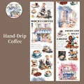 Coffee themed washi tape with watercolor cafe illustrations and specialty oil finish - Hand-brew Coffee