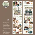 Coffee Bookstore theme washi tape with special oil finish for journaling and scrapbooking - Coffee Bookstore