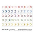 Set di adesivi Twilight Romance con 50 farfalle ad acquerello per decorare diari e scrap - Esemplare di Farfalla
