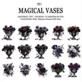 Pegatinas PET rosas oscuras góticas, jarrones plata vintage, 30 piezas decorativas - Magia en la Copa
