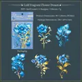 Dunkelblaue und goldene Blumen-PET-Sticker mit Muschelglanz-Effekt für Scrapbooking - Kalter Eleganter Blumentraum