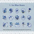 Set di 30 adesivi vintage in PET Rose blu ghiaccio per scrapbooking e decorazioni floreali - Rosa Blu Ghiaccio
