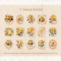 Set di 15 adesivi vintage con rose gialle, illustrazioni botaniche per scrapbooking e diari - Splendore del Tramonto