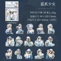 Set de 30 pegatinas PET serie chica azul para decoración de álbumes de recortes - Chica de la Serie Azul