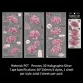 PET-Klebeband-Set mit 3 Bögen 3D-Silberprägung und floralen Spinnenlilien-Motiven - Rote Spinnenlilie