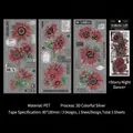 Sonnenblumen PET-Aufkleber mit 3D-Silberprägung, 80x180mm Dekorationsset für Journale - Sternennacht