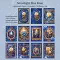 Set de pegatinas Moonlight Blue Rose, 30 hojas de papel decorativo estilo Rococó - Rosa Azul Luz de Luna