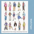 Pack d'autocollants Washi Clumsy Hug pour journal de bord avec 15 illustrations féminines - Rencontre Étincelante