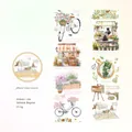 Watercolour flower shop washi tape for journaling with bicycle and floral house motifs - Flower House Corner