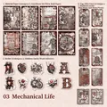 Steampunk mechanical biological stickers and decorative paper set for scrapbooking, 90 pieces - Mechanical Biology (L1-2-0)