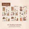 Vintage-PET-Sticker-Set mit antiken Büchern und Bibliotheks-Elementen für Journaling - Gestern Lesen