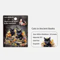 Katzenmotive PET-Aufkleber mit Goldfolie und Glanzfilm im Vintage-Stil, 45-teiliges Set - Katzen In Alten Büchern
