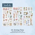 Vintage-Näh-Sticker aus PET mit antiken Nähmaschinen und Spitzenmustern - Nähzeit