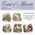 Garden Tea Party theme PET stickers from Memory Corners series, 10 sheets floral designs - Garden Tea Party