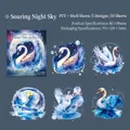 Night Flight swan stickers with shell luster finish, 10-piece PET planner set - Soaring in Night Sky