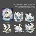 Swan-themed PET sticker pack featuring white reflection designs and pearlescent shell finish - Pure White Reflection
