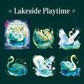 Lakeside Play swan PET stickers with shell light finish and iridescent pearlescent effect - Playing by Lakeside