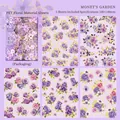 Lila Monet-Garten PET-Sticker mit Goldfolie, 5-teiliges Blumenset im Format 100x140mm - Monet Garten