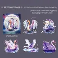 Dreamy swan PET stickers with shell light finish for DIY scrapbooking, 10 pieces - Resting Wings