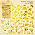 Blumenaufkleber der Orange Sea Serie aus PET mit Sonnenblumen und gelben Rosenmotiven - Orangefarbenes Meer