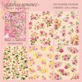 Blumen PET Aufkleber Set mit 5 Bögen realistischen Aquarell Rosen für Bullet Journaling - Endlose Romanze