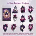 Gothic Manor PET-stickers met vintage paarse rozen en nachtlamp ontwerp voor decor - Rozen Nachtlampje