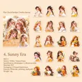 Goddess theme PET stickers featuring shell gold finish and warm yellow illustrations - Bright Era