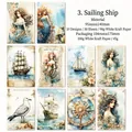 Deep Sea Dream vintage DIY sticker set with 30 sheets of ocean themes and sailboats - Sailing on the Sea