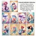 Deep Sea Dream scrapbooking paper featuring colorful jellyfish designs, 30 sheets per set - Colorful Jellyfish