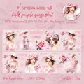 Nastro decorativo PET ragazza primaverile con illustrazioni di abiti viola e rose - Ragazza Sogno Rosa