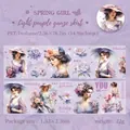Nastro PET serie Spring Girl con abito viola chiaro per decorazione di diari - Vestito di Garza Viola Chiaro