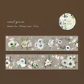 Blumen-PET-Klebeband Sand Green mit Aquarellblumen und Schmetterlingen für Scrapbooks - Mattgrün