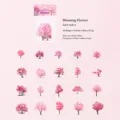 Pink cherry blossom forest themed PET stickers, 40 pieces for journaling decoration - Rustling Blossoms