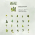 Forest themed PET stickers pack with 40 pieces of green tree patterns for scrapbooking - Deep Greenery