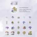 Nature-themed misty forest PET stickers set with 40 pieces of purple and pink tree designs - Forest Mist