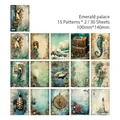 30pcs retro undersea scrapbook paper set featuring vintage mermaids and sea creatures - Emerald Palace