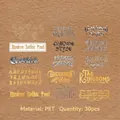 Set di 30 adesivi PET in stile gotico retrò con lettere metalliche per scrapbooking e DIY - Idroaggrovigliato