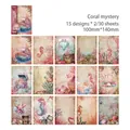 Retro Coral Mystery underwater scrapbooking paper with vintage seahorse and shell designs - Coral Mystery