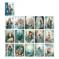 Azure Coast themed vintage scrapbook paper set with 15 ocean designs and retro textures - Azure Coast