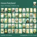 50pcs Washi stickers featuring vintage green wonderland castles and butterfly motifs - 50 Pieces/Pack / Green Wonderland