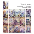 Deep Sea Fantasy retro paper set with 30 sheets of mermaid and seahorse scrapbooking decor - Deep Sea Fantasy