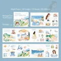 Set di adesivi washi a tema spiaggia con illustrazioni di viaggio fatte a mano - Costa Azzurra