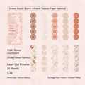 Vintage lace paper set with 10 pieces of pink hollowed-out decorative stickers for journaling - Pink Flower Garden