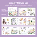 Dreamy Flower Sea washi tape sticker book with 10 vintage floral and girl illustrations - Dreamy Flower Sea
