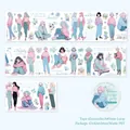 Seaside Diary matte PET tape featuring aesthetic girl illustrations and floral motifs - Sea Breeze Diary